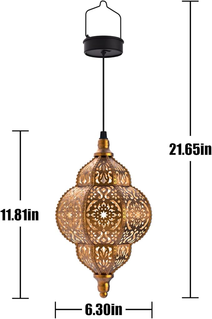 Hanging Solar Lights Outdoor Garden Decor Solar Lantern Waterproof Plastic Mo...