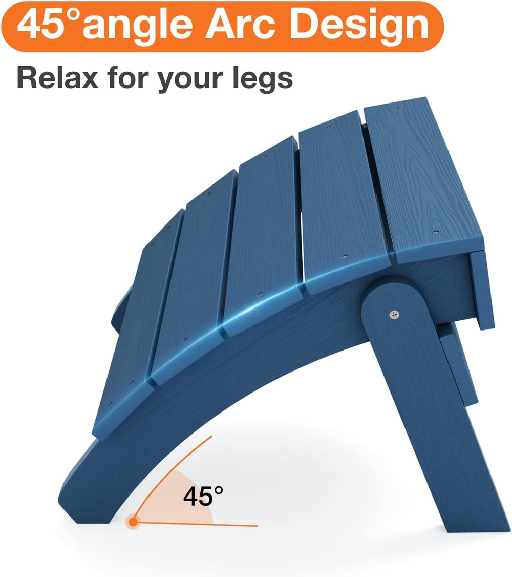 YEFU Folding Adirondack Ottoman Outdoor Set of 2, Navy Blue | Fade and Rust R...