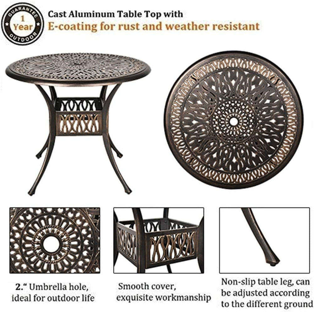 Grepatio 3 Piece All Weather Cast Aluminum Dining Set - 2 Elizabeth Chairs an...