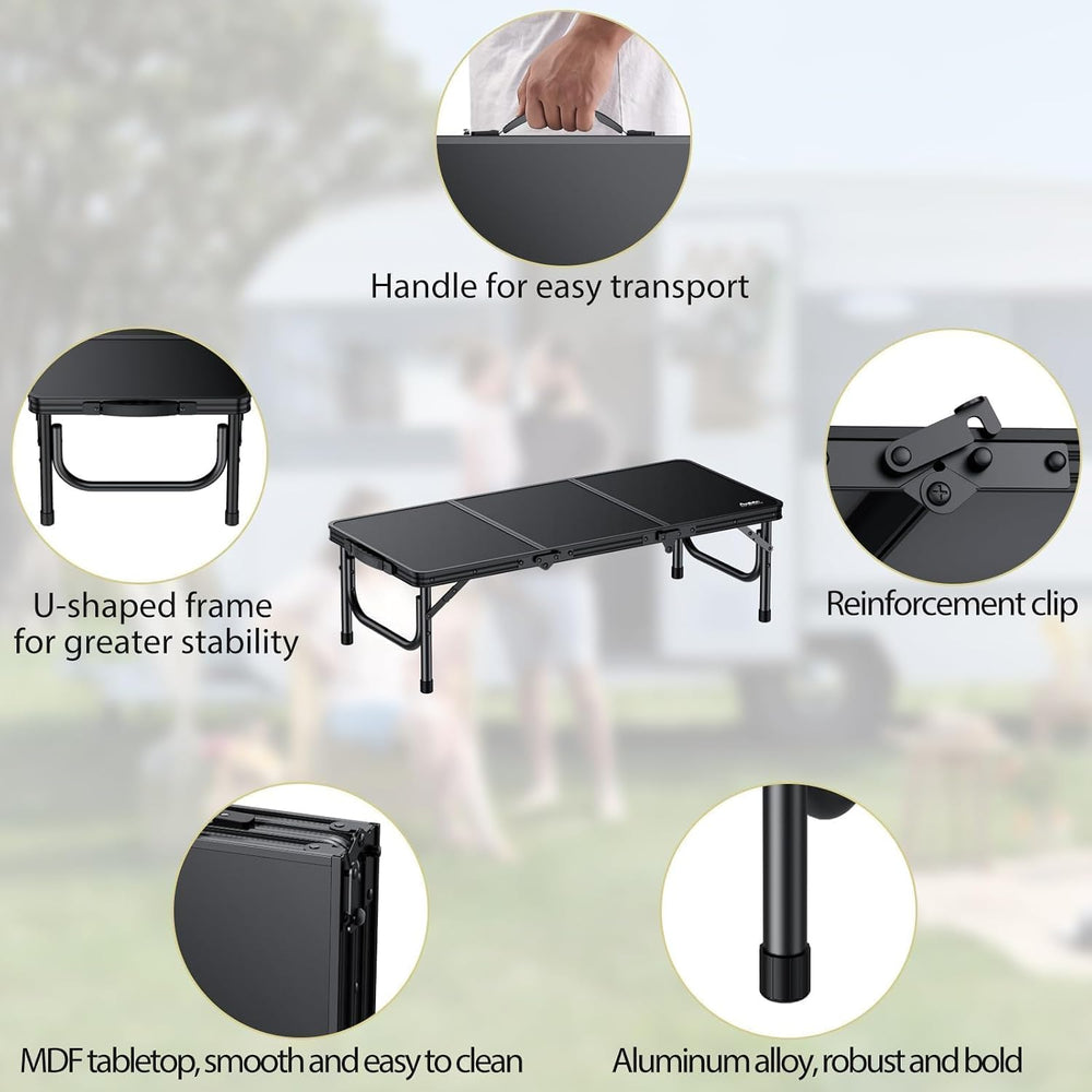 Anbte 34.2" x 15.7" Small Low Folding Picnic Table, 10.3" Heig...