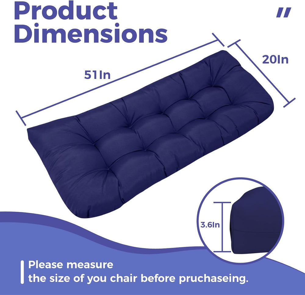 Indoor/Outdoor Bench Cushions Navy Blue Wateproof Tufted Loveseat Cushion