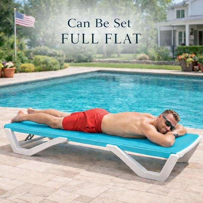 Kozyard Outdoor Chaise Lounge Chair, Full Flat Adjustable Patio Lounger with ...