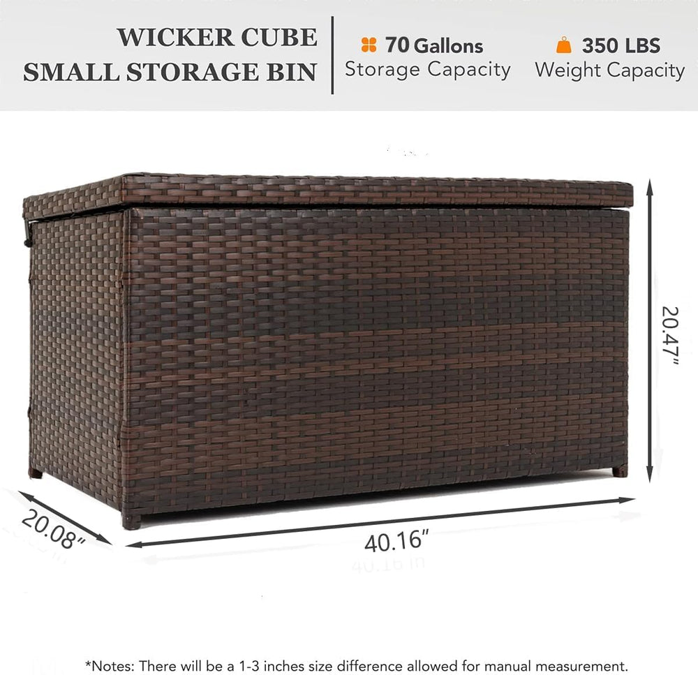Sundale 70 Gallon Oudoor Deck Box, Large Rattan Storage Box with Handle