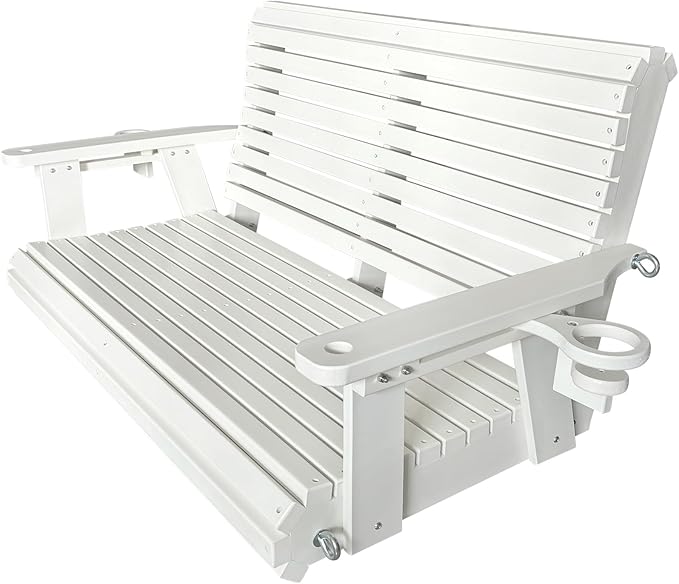 HDPE Porch Swing with 18/8 Stainless Steel Bolts, Ergonomic Design, Ultra Wea...