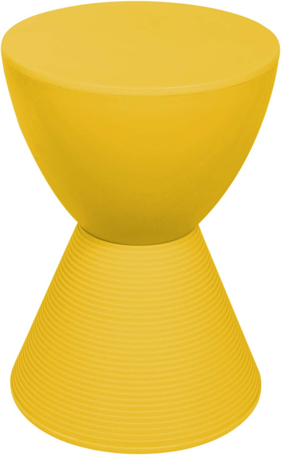 LeisureMod Modern Hourglass Yellow Side Table - ABS Shell Drum End Table with...