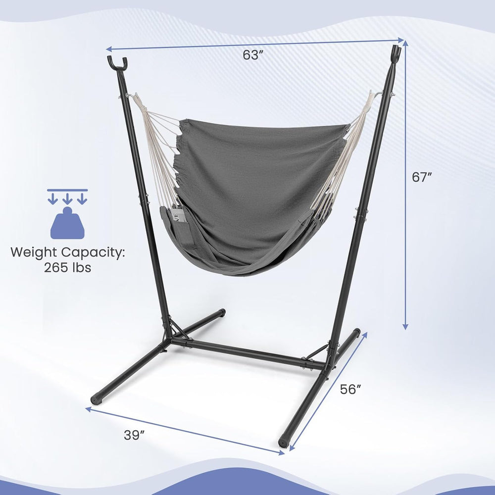 Tangkula Adjustable Hammock Chair with Stand, Sturdy Swing Chair with 6 Adjus...