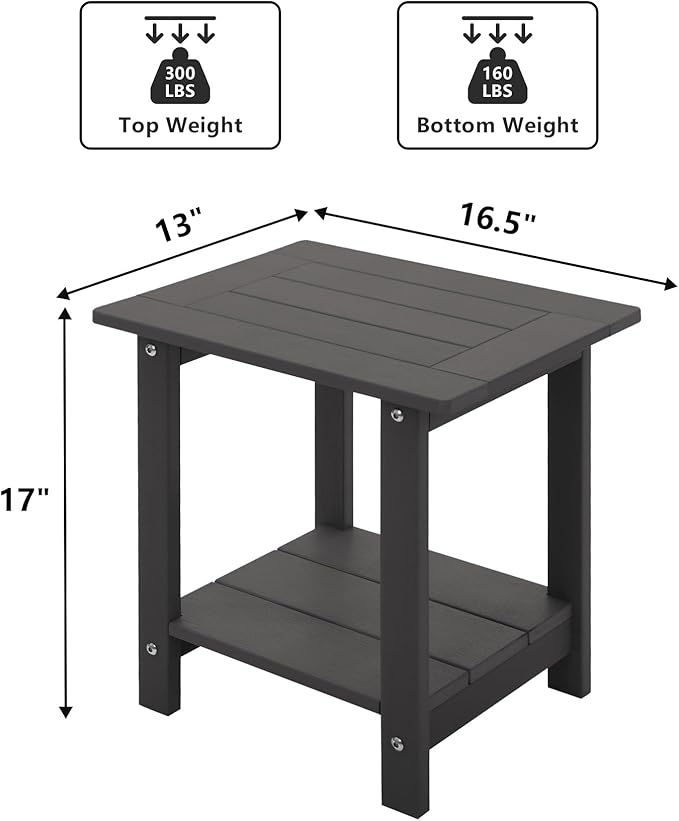 Double Adirondack Side Table Weather Resistant, Outdoor Rectangular End Table...