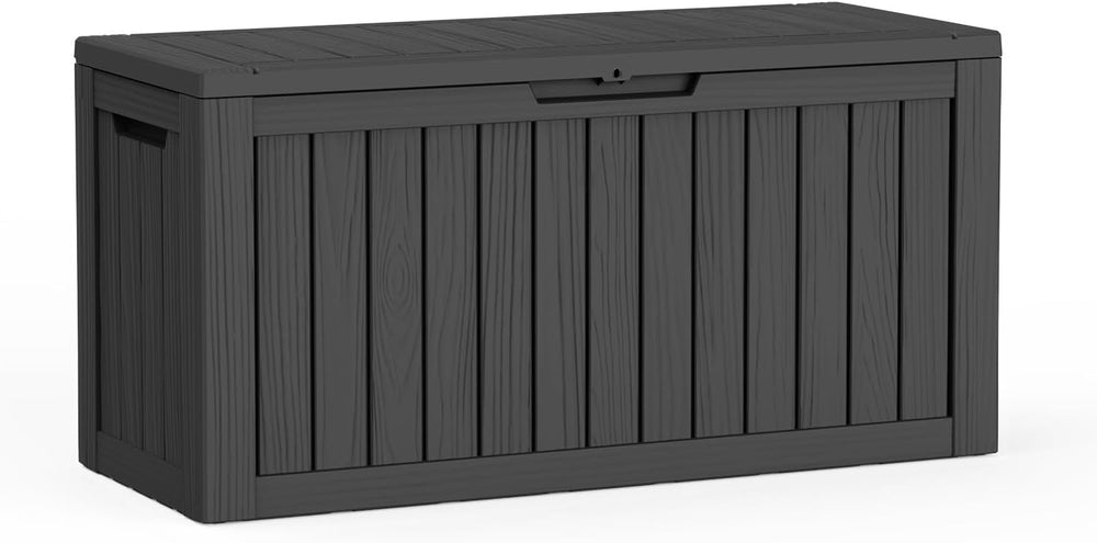 85 Gallon Outdoor Deck Box, Resin Waterproof Storage Box With Lockable Lid, U...