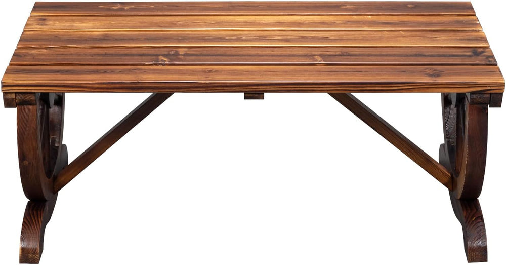 Outvita Wooden Garden Bench, Outdoor Rustic Wagon Wheel Bench