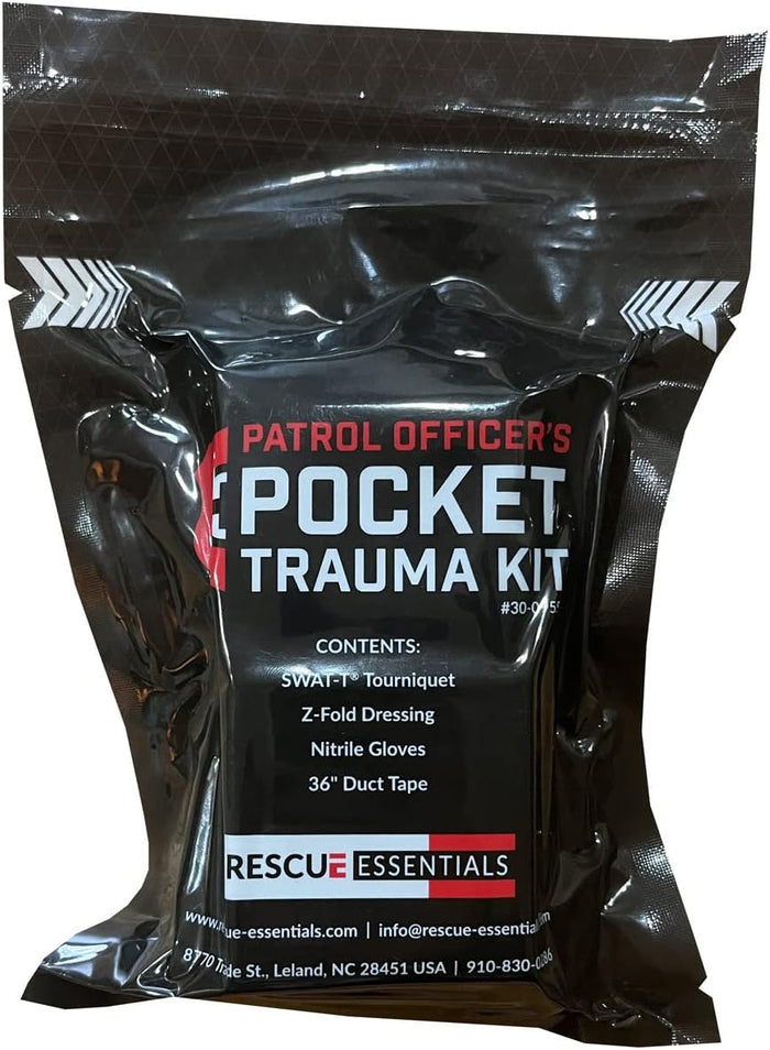 Rescue Essentials Pocket Trauma Kit – Compact Vacuum-Sealed IFAK with SWATT Tourniquet, Gauze, Gloves & Duct Tape – Bleeding Control Kit for Law Enforcement, EDC, Tactical & Emergency Use –1 Kit