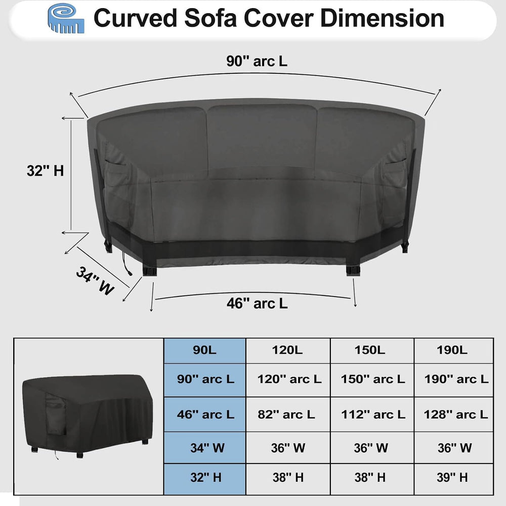 OutdoorLines Waterproof Curved Outdoor Sectional Cover
