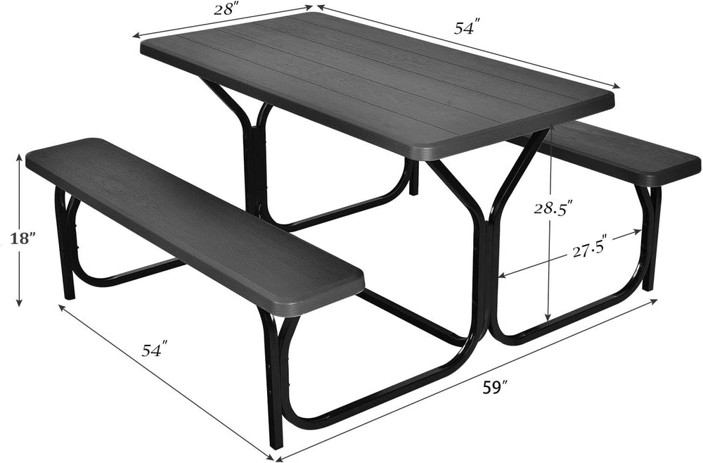 GIANTEX Picnic Table Bench Set Outdoor Camping All Weather Metal Base Wood-Li...