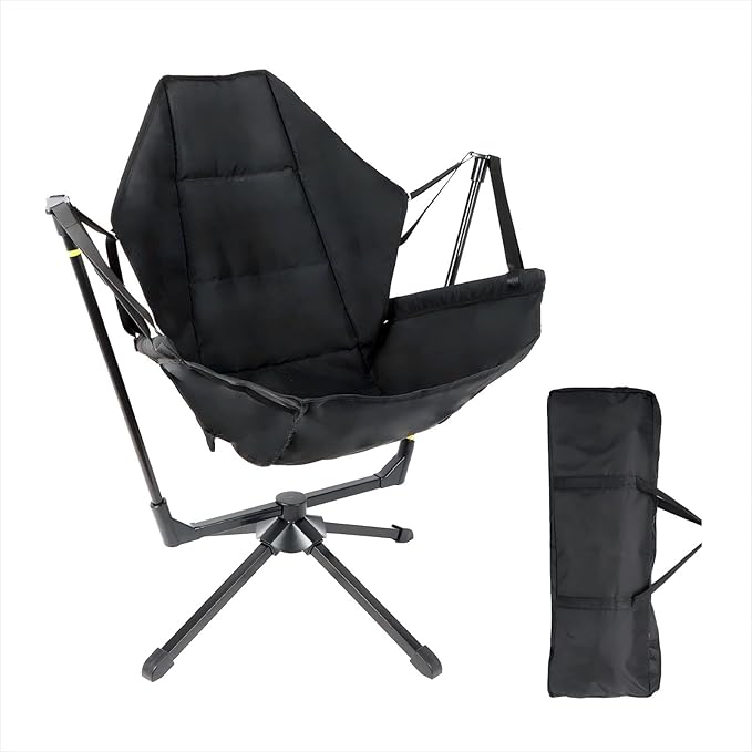 FAHKNS Hammock Camping Chair, 360° Swivel Chair with Adjustable Backrest, Fol...