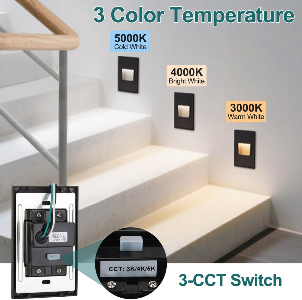 kadision 120V Vertical LED Step Lights, 3000K/4000K/5000K, 12-Pack