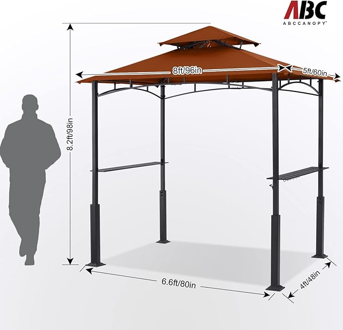ABCCANOPY 8x5 Grill Gazebo - Outdoor BBQ Canopy Shelter with Led Light for Pa...