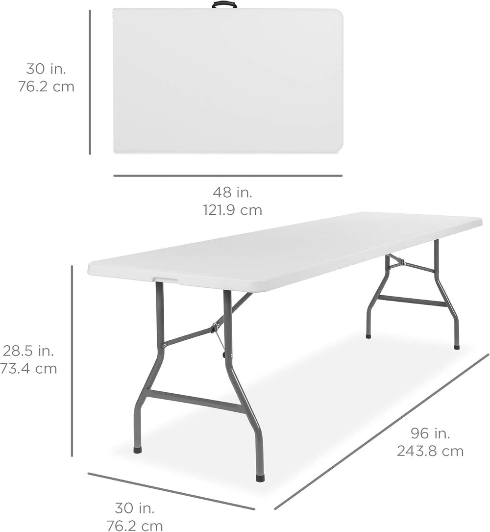 Best Choice Products 8ft Plastic Folding Table, Indoor Outdoor Heavy Duty Por...