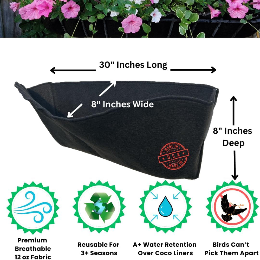 30 Inch Trough Coco Liner Replacement – Reusable Fabric Hayrack Window Box Li...