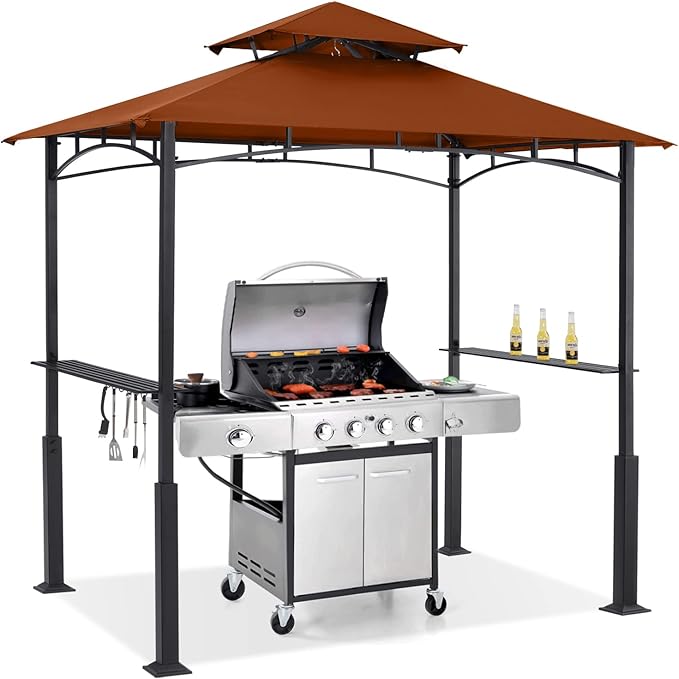 ABCCANOPY 8x5 Grill Gazebo - Outdoor BBQ Canopy Shelter with Led Light for Pa...