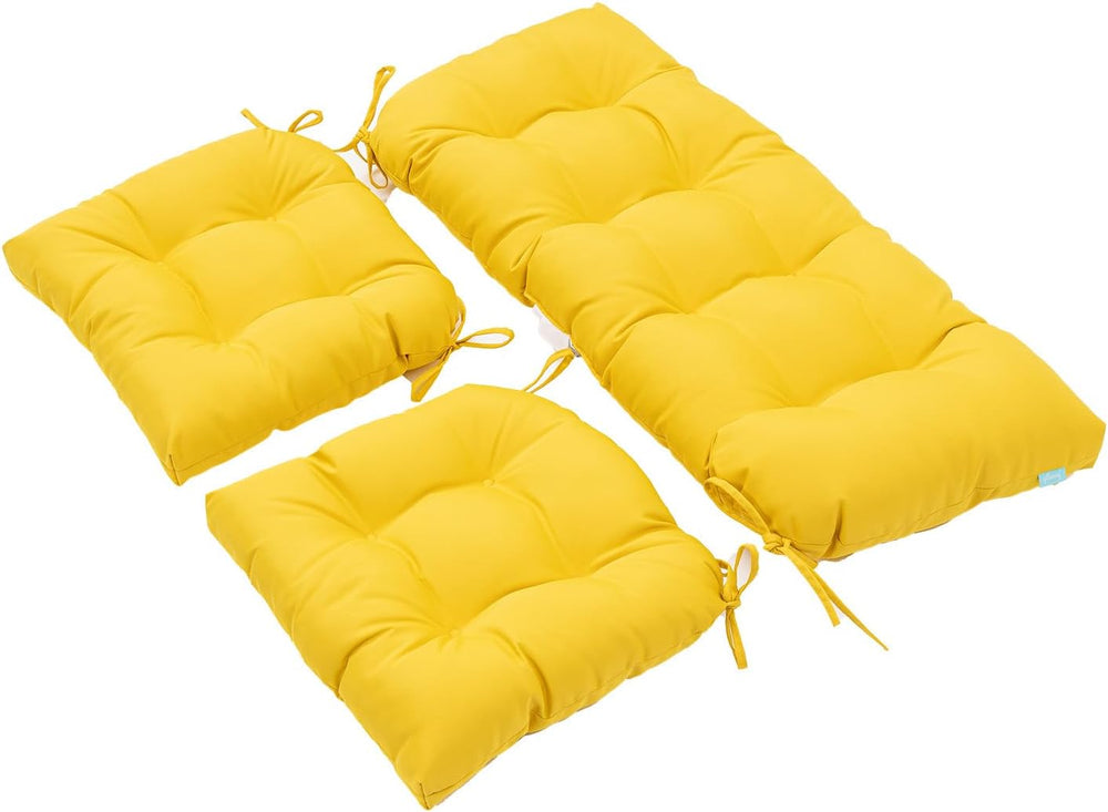 QILLOWAY Outdoor Patio Cushions Set of 3, Wicker Furniture Cushions with Ties...