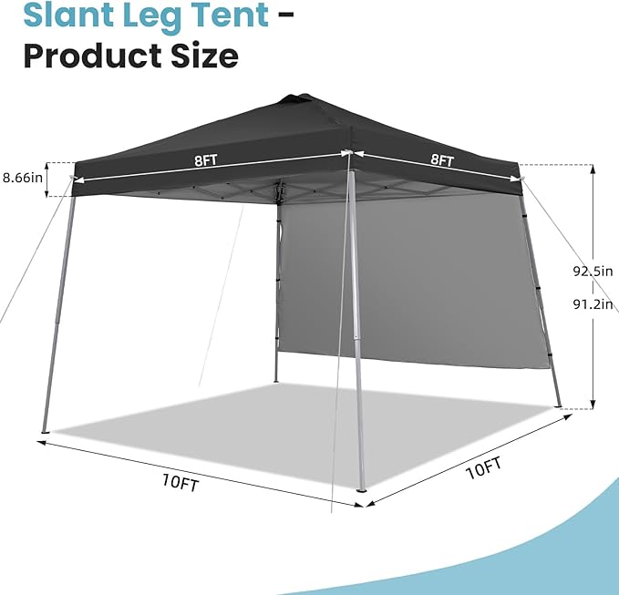 Canopy Tent, 10X10 FT Pop Up Canopy Outdoor Tent Slant Legs with Carrying Bag...