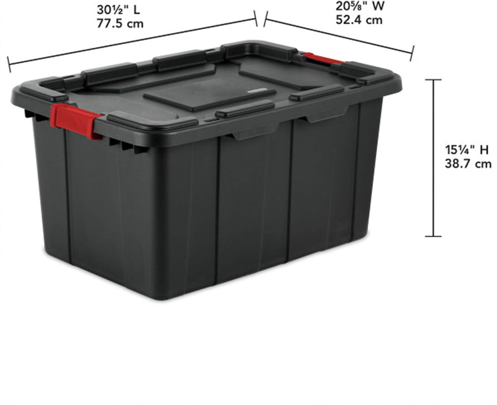 Sterilite Industrial Storage Tote with Lids for Garage, 27 Gallon, 4-Pack
