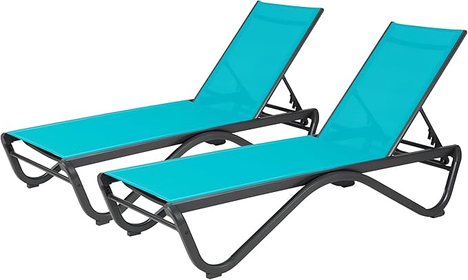 Kozyard Outdoor Chaise Lounge Chair, Full Aluminum Frame, Adjustable Reclinin...