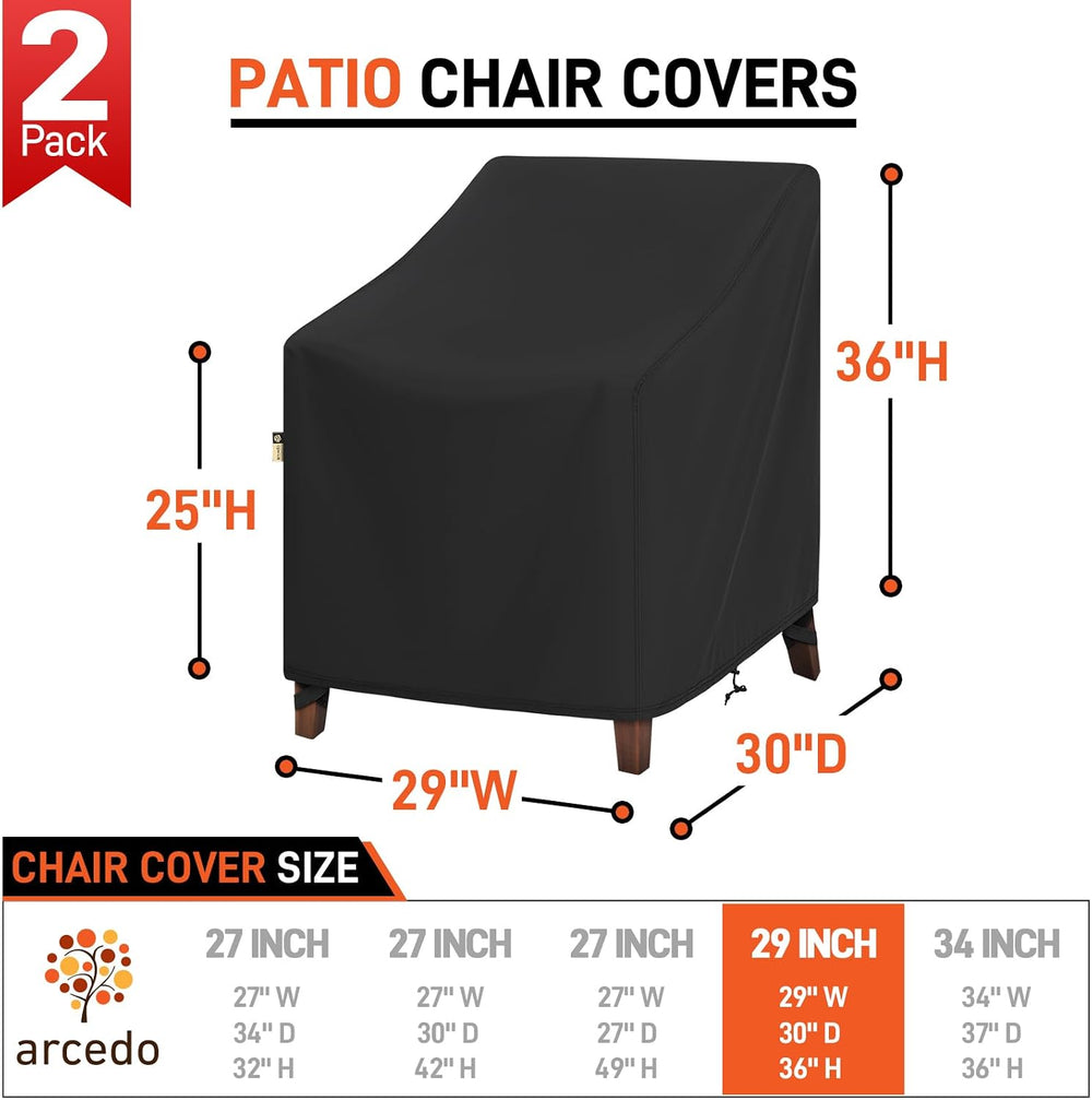 Waterproof Patio Chair Covers 2 Pack, 29" W x 30" D x 36" H