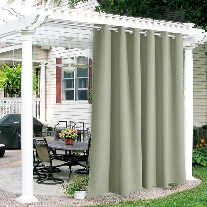 RYB HOME Outdoor Curtains for Patio Waterproof Block Sunlight Thermal Insulat...