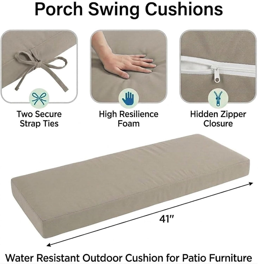 41-inch Outdoor Foam Bench Cushion with Ties