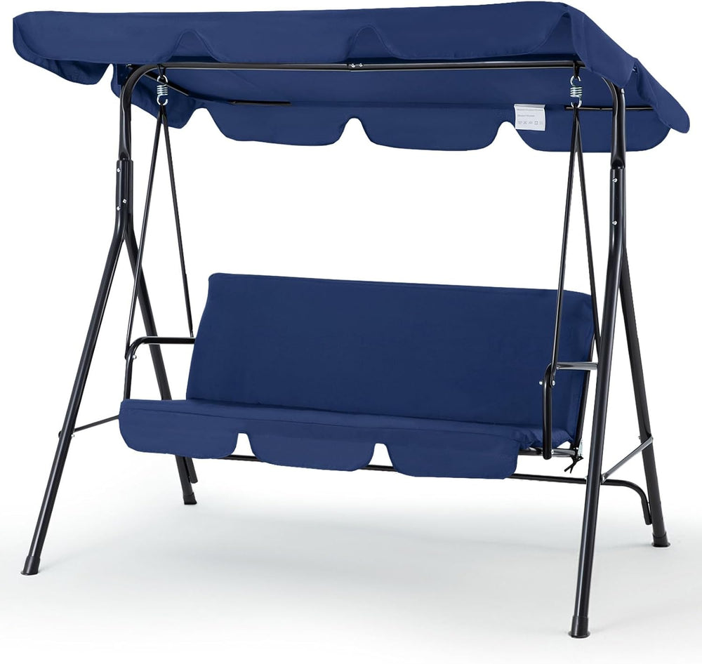 Esright Patio Swings Outdoor, 3-Seat Glider Porch Bench with Removable Cushio...