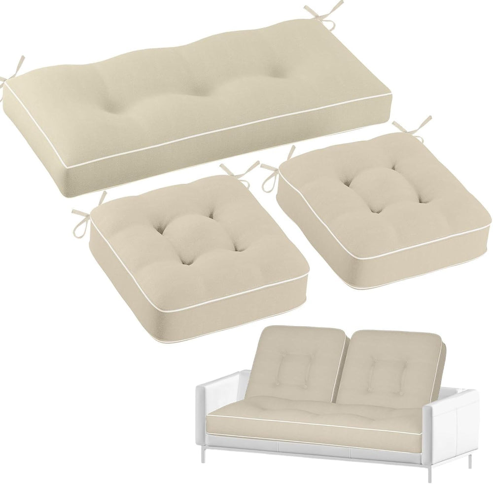 Wenqik 44 x 19 x 4 Inch Outdoor Bench Cushion Set of 3 Waterproof Tufted 1 Pa...