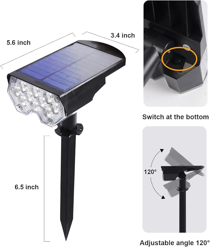 4 Pack Solar Powered Outdoor Spot Lights Outside Waterproof 20 LEDs Landscape...