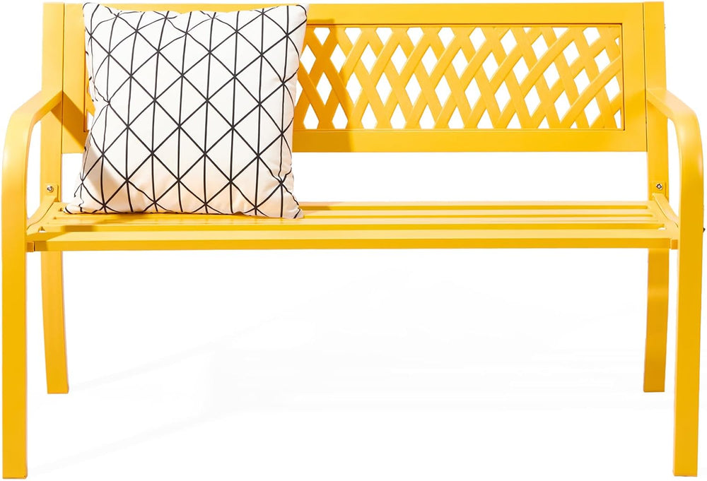 VINGLI 47'' Outdoor Bench, Weather Resistant Garden Patio Bench Powde...