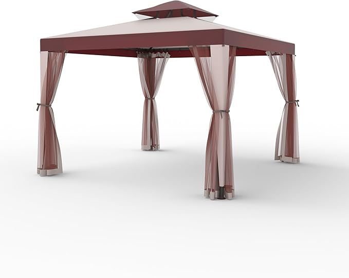 Patio Gazebo Tent Outdoor Canopy Shelter 10'x10' with Removable Netti...