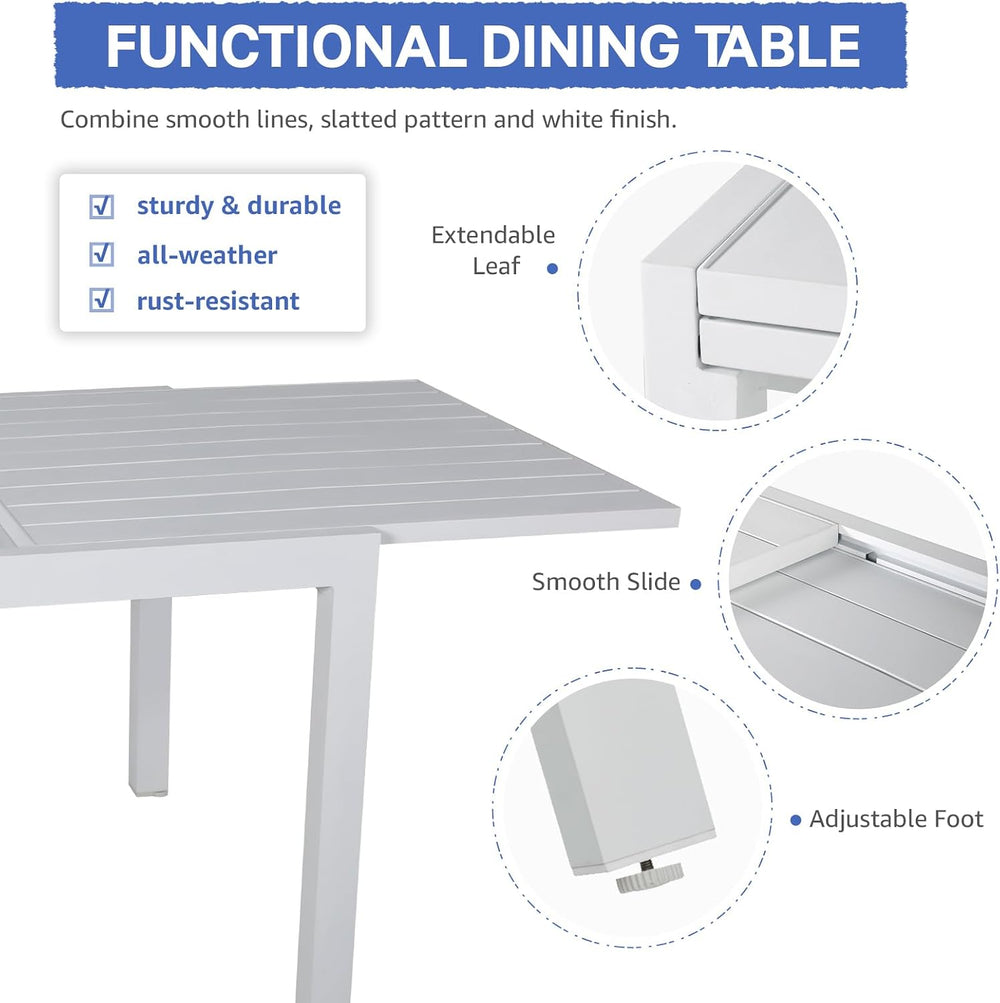 Soleil Jardin Aluminum Extendable Outdoor Dining Table, 35" - 71"