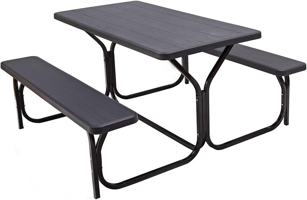 GIANTEX Picnic Table Bench Set Outdoor Camping All Weather Metal Base Wood-Li...