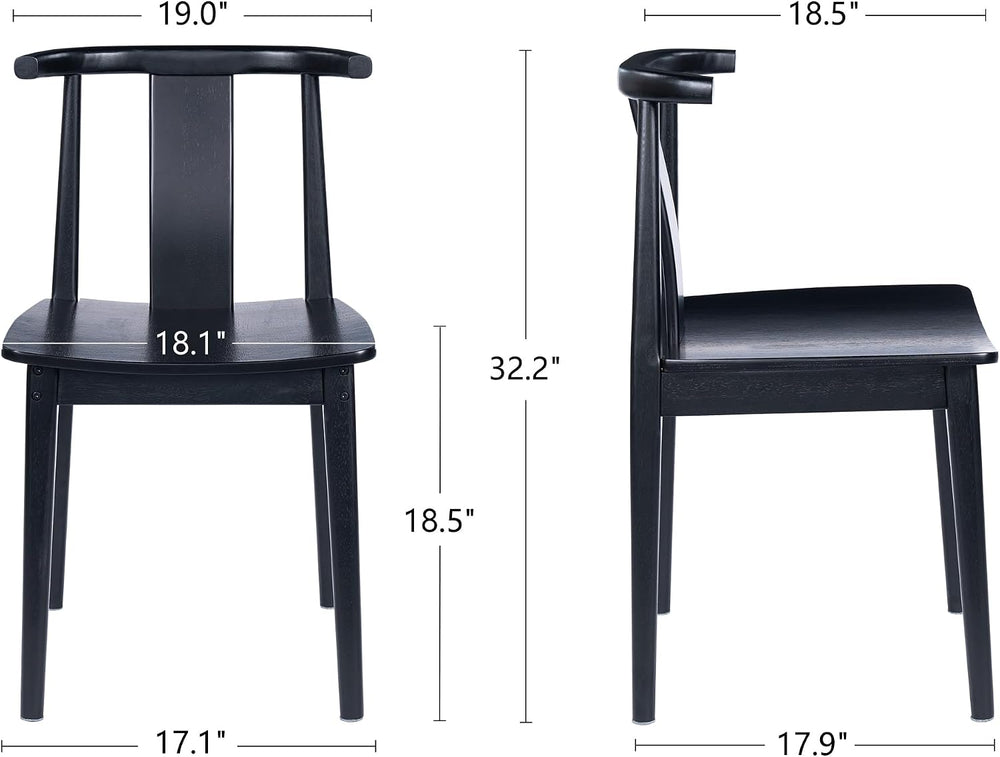 Wood Dining Room Chairs Set of 2 Black