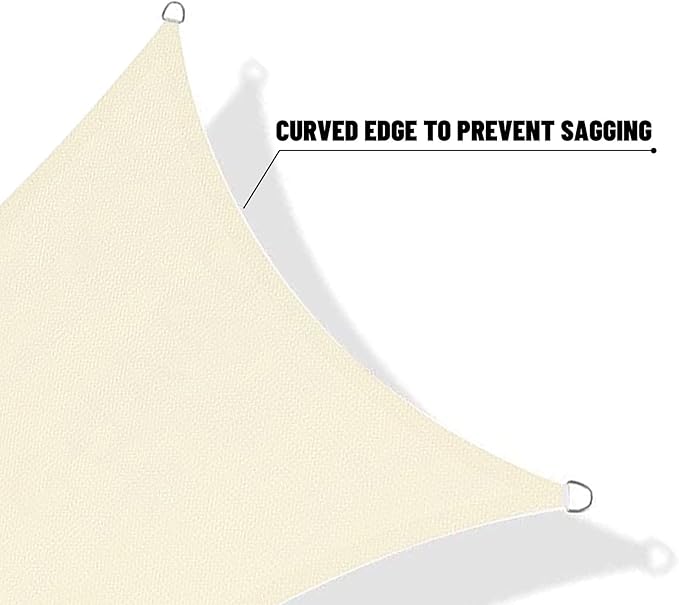 SUNNY GUARD Sun Shade Sail 16'x16'x16' Triangle Butter Cream UV B...