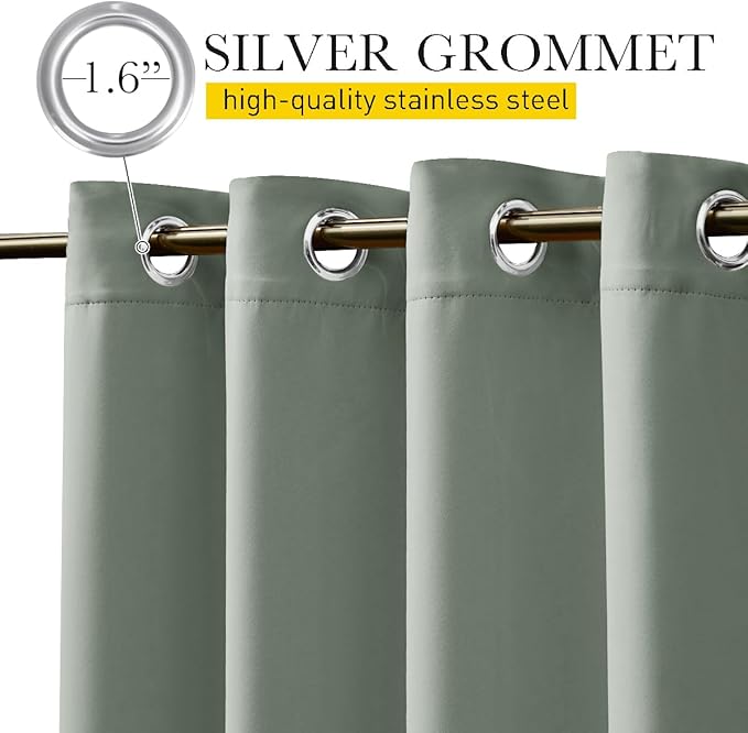 NICETOWN 2 Panels Waterproof Outdoor Curtains Fixed Grommet & Back Tab on...