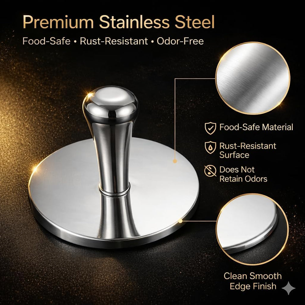 Premium Stainless Steel Smash Burger Press, Heavy Duty Burger Smasher with Er...