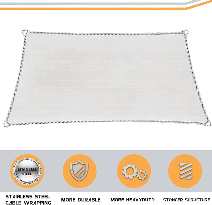 Upgraded with High-Strength Steel Cable Edges 20' x 24' Sun Shade Sai...