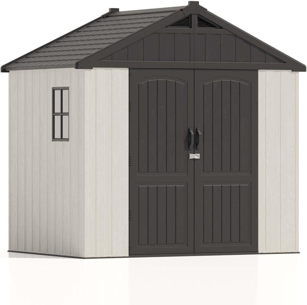 Patiowell 8x6 FT Plastic Outdoor Storage Shed with Floor, Beige