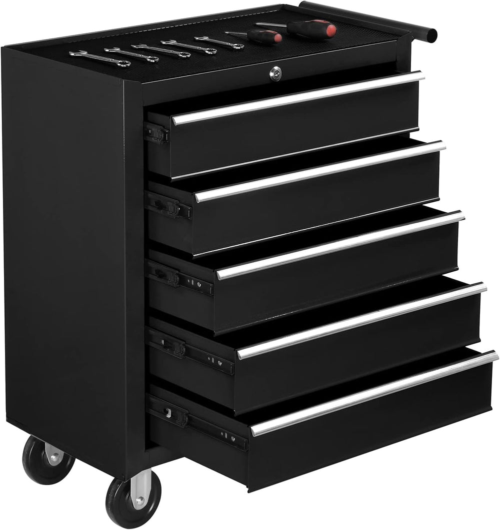 TUFFIOM 5-Drawer Rolling Tool Chest w/Drawers & Lock, Tool Storage Cabine...