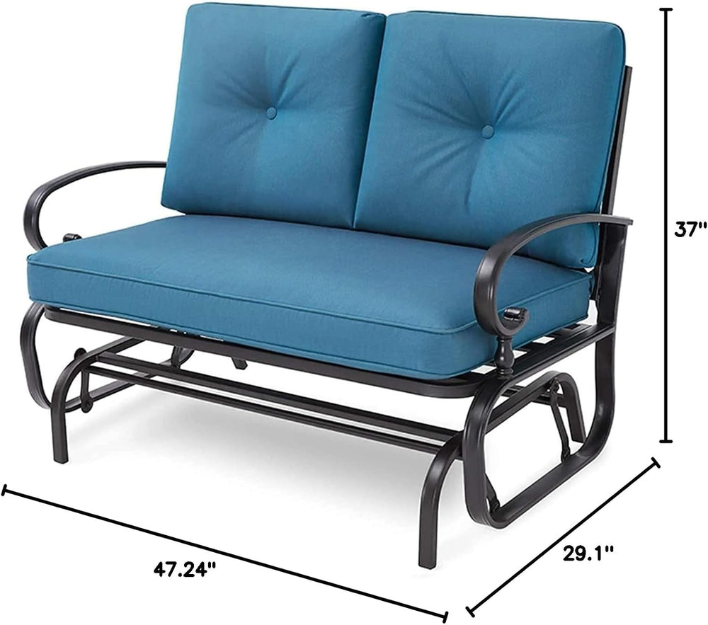 Patio Bench, Porch Glider Outdoor Swing Glider Rocking Loveseat, Steel Frame ...