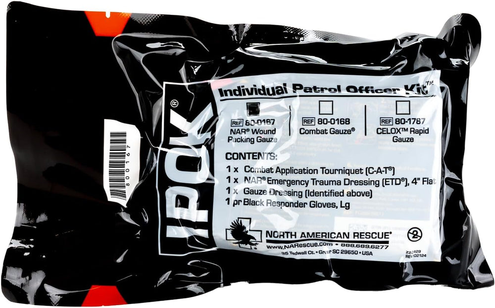 North American Rescue Individual Patrol Officer Kit IPOK (Gauze) NAR Compact ...