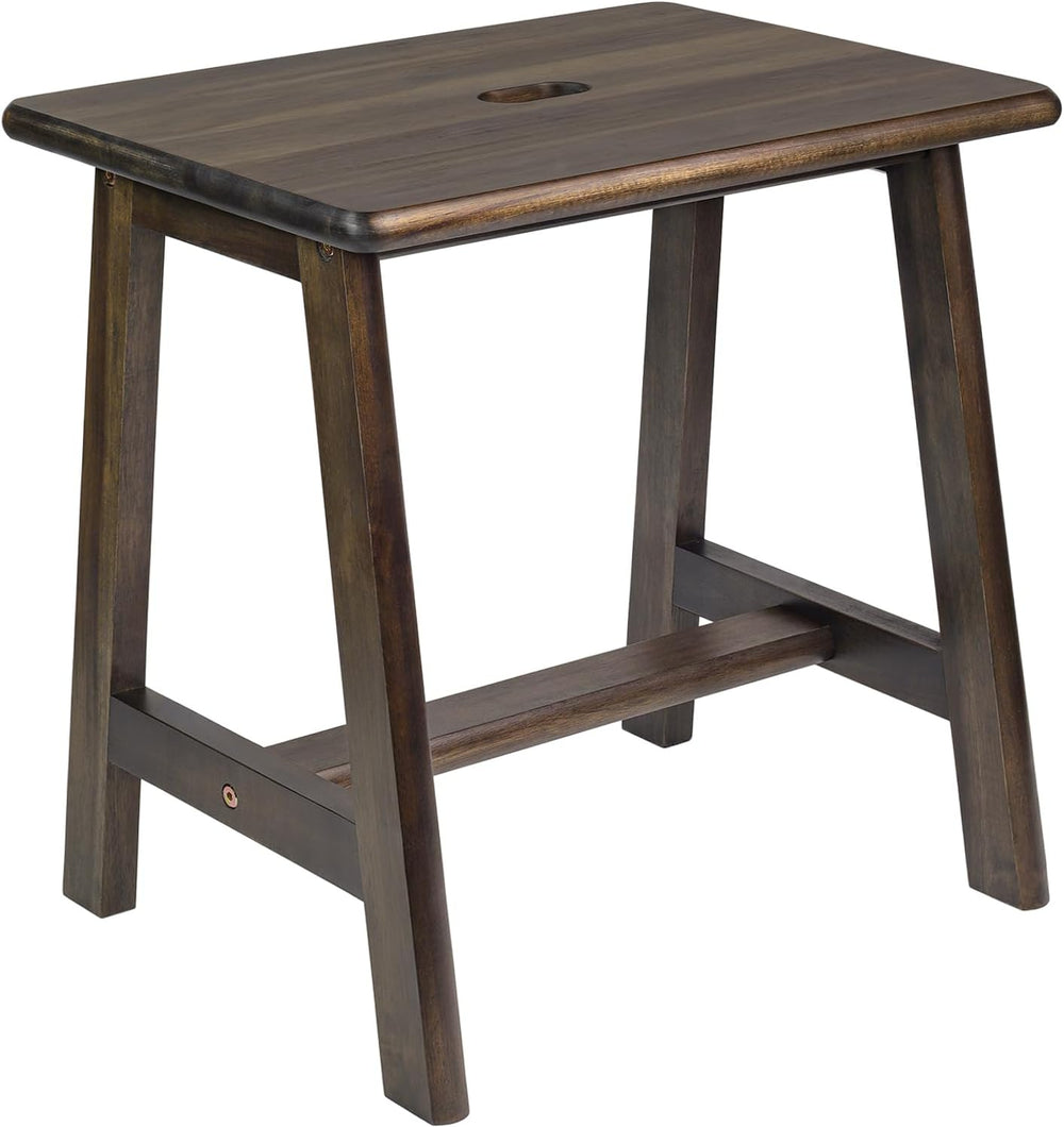 Acacia Wood Stool - Rectangular (16.7" D x 13" W x 17.7" H) - ...