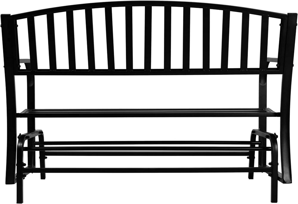 Sunnydaze 50-Inch W 2-Person Glider Garden Bench - 615 lb Capacity - Black