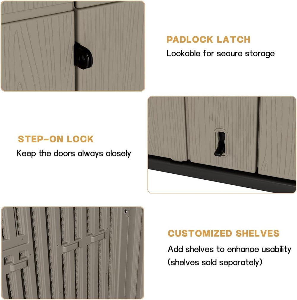KINYING Outdoor Vertical Storage Shed,57 Cu.ft Outdoor Storage Cabinet Waterp...