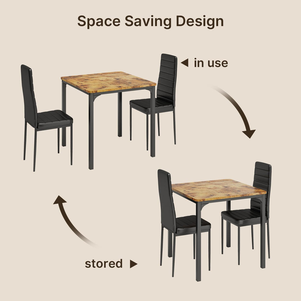 Gizoon 3-Piece Dining Table Set for 2, Kitchen Table with PU Chairs Retro