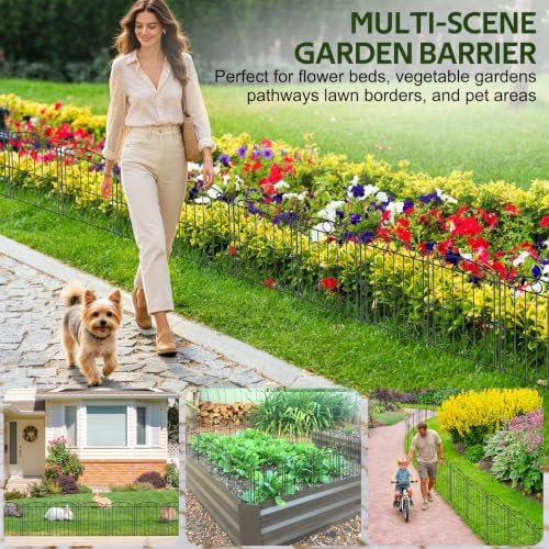 Decorative Garden Fence 17in x 30ft, 30 Panels No Dig Fence, Metal Fencing